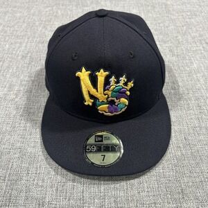 Vintage New Orleans Baby Cakes Hat Fitted 7 MiLB New Era 59Fifty Black Rare Cap